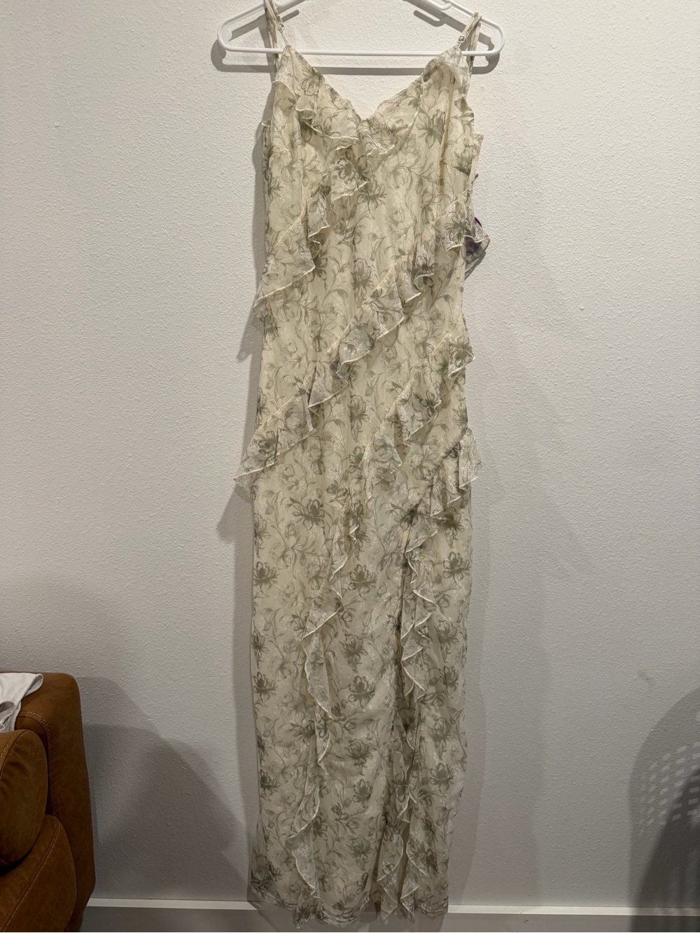 Sage by Sage Floral Slip Dress in Cream and Sage Green